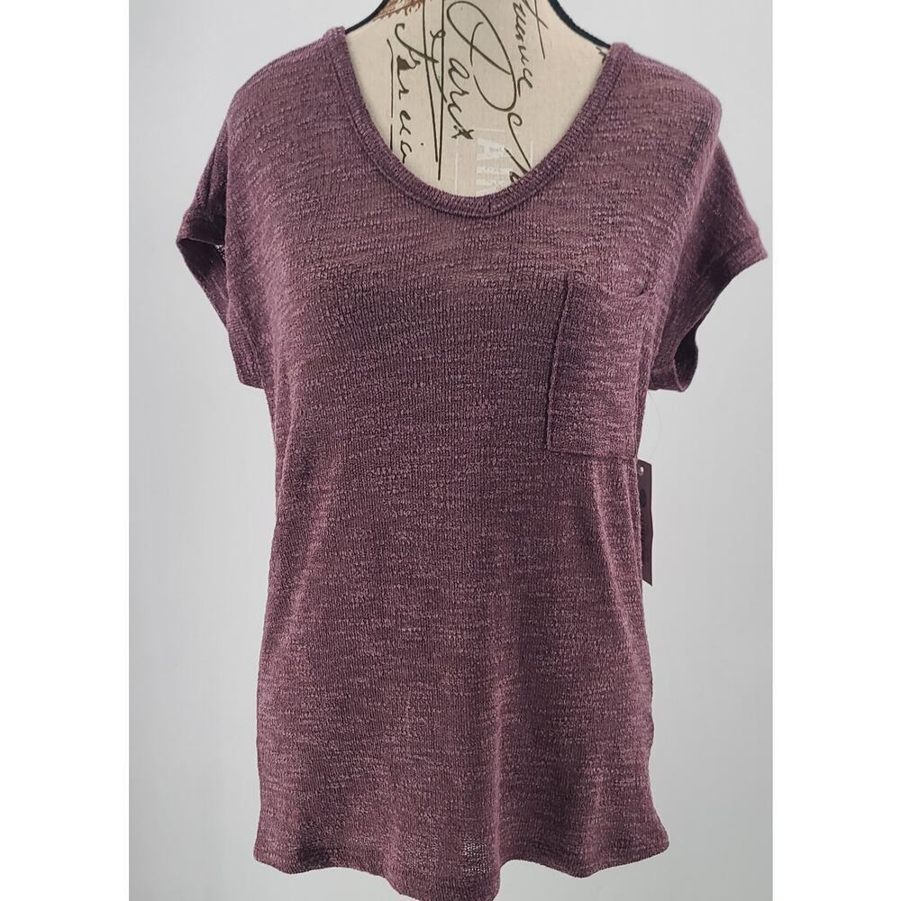 Staccato Stitch Fix open knit t-shirt size xs purple office beachy vacation